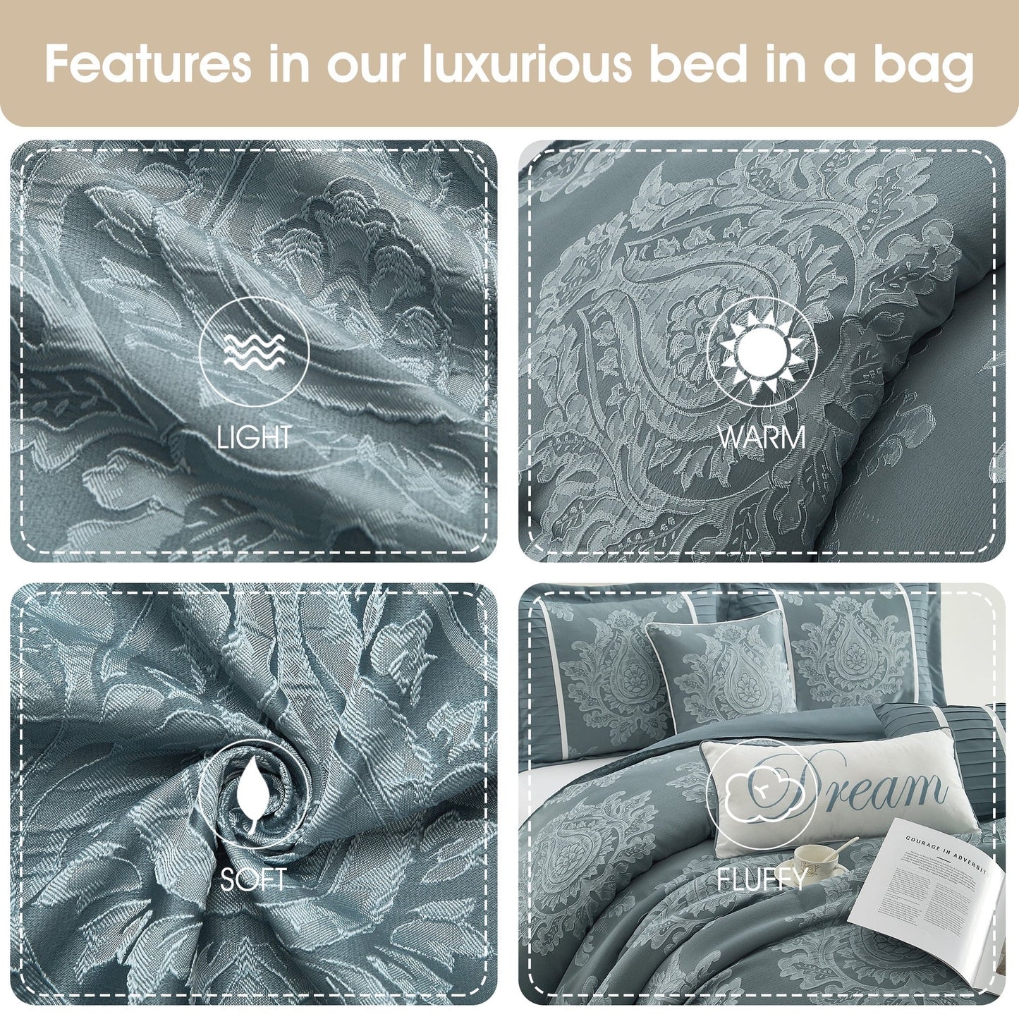 Ensemble de Couette Traditionnel Damassé 7 Pièces Nanshing Tiana