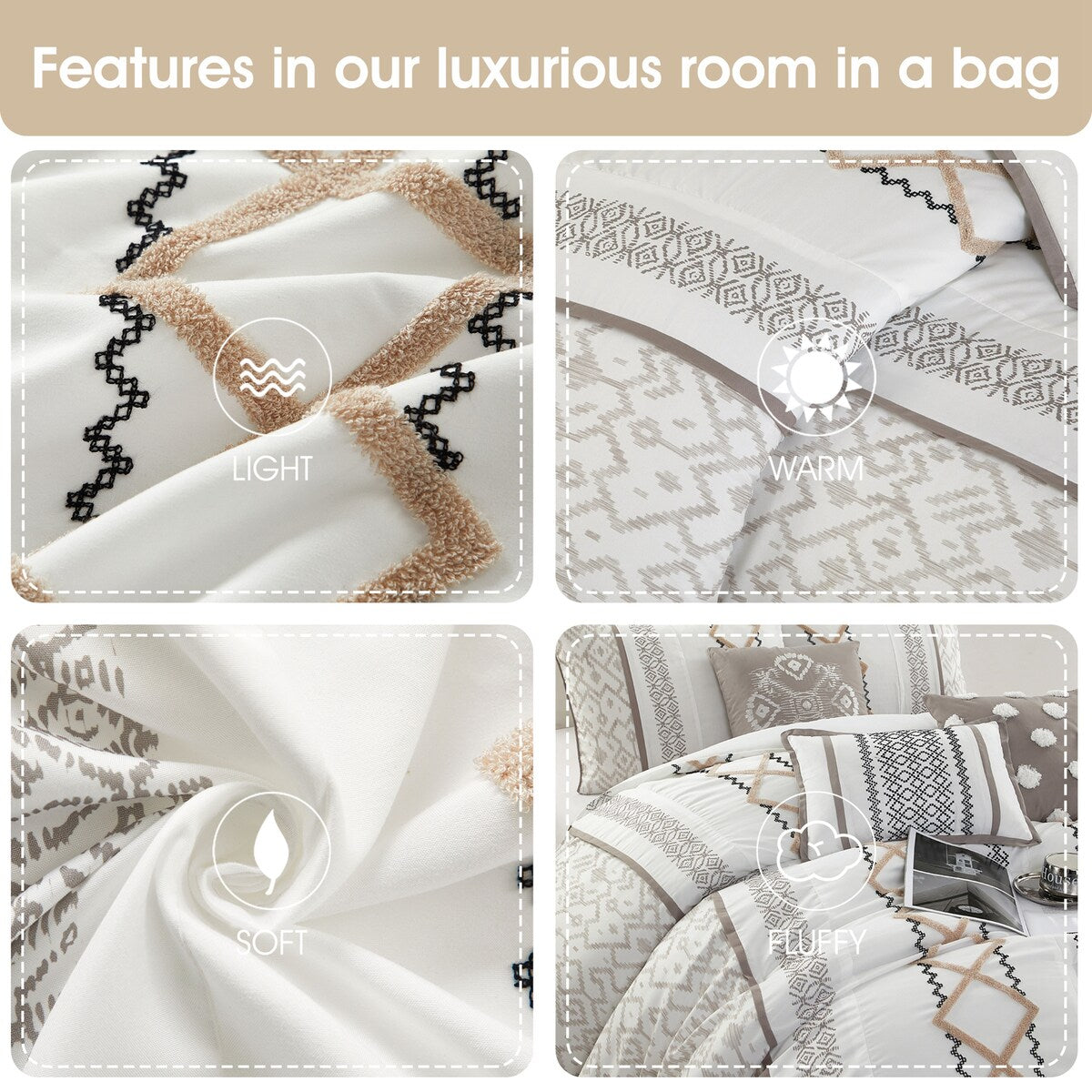 Ensemble de Couette Nanshing Trina 15 Pièces Brodé Bohème