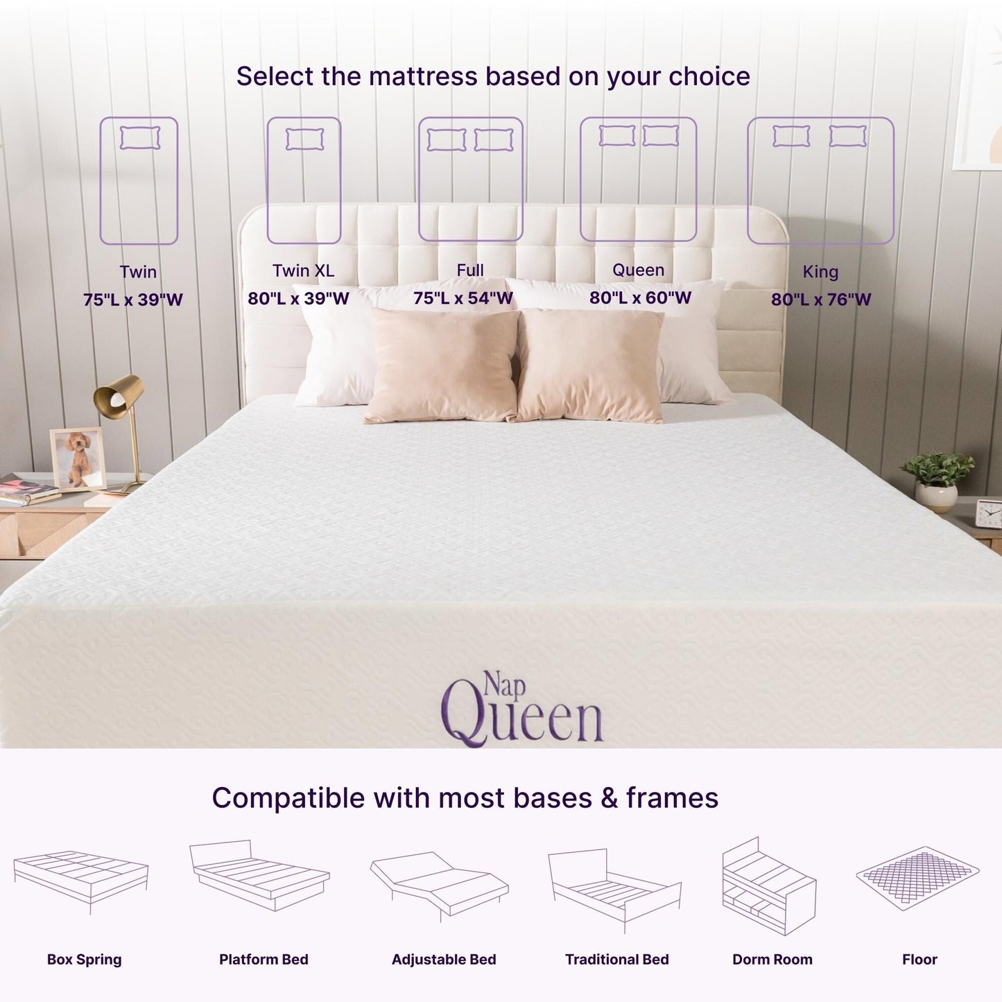 Matelas NapQueen Elizabeth 8 en mousse à mémoire de forme avec gel de refroidissement