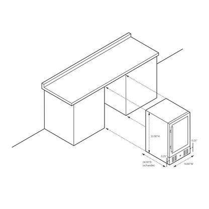 Réfrigérateur à vin et à boissons encastrable NewAir SplitShelf pour 9 bouteilles de vin et 48 canettes, en acier inoxydable.