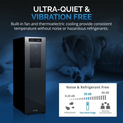 Cave à vin Newair Shadow-T Series, 18 bouteilles, double zone de température, autoportante, thermoélectrique, contrôle numérique.