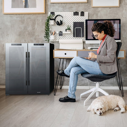 Réfrigérateur à vin et boissons Newair, 18 bouteilles et 59 canettes, double zone de température, autonome, contrôle numérique de la température