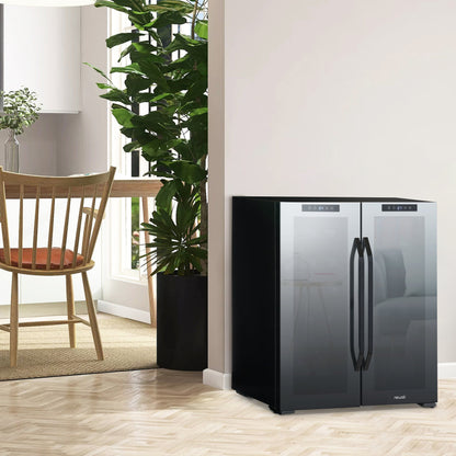 Réfrigérateur à vin et boissons Newair, 18 bouteilles et 59 canettes, double zone de température, autonome, contrôle numérique de la température