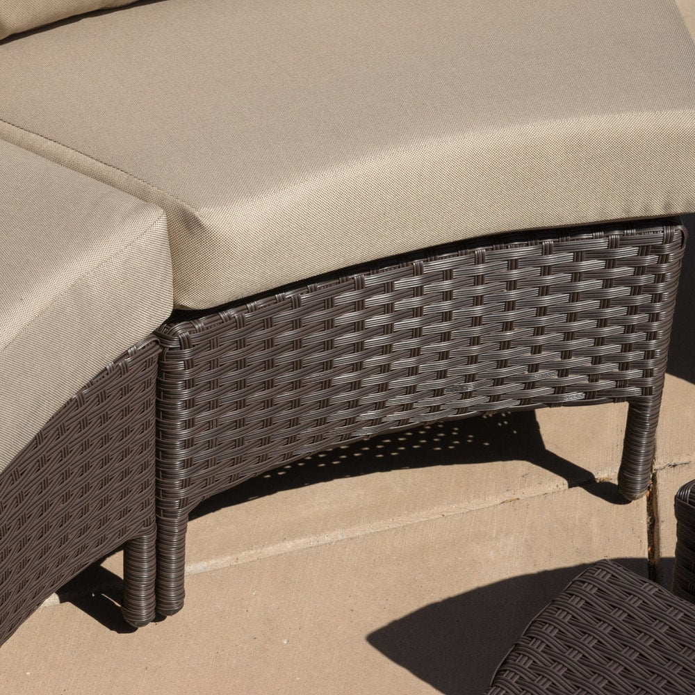 Ensemble de canapé d'angle en osier résistant aux intempéries Newton de Christopher Knight Home