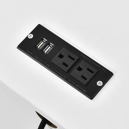Ensemble de 2 tables de chevet avec station de recharge, table d'appoint avec 2 tiroirs, ports USB et prises électriques, pour lit.
