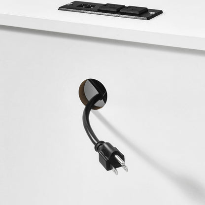 Ensemble de 2 tables de chevet avec station de recharge, table d'appoint avec 2 tiroirs, ports USB et prises électriques, pour lit.