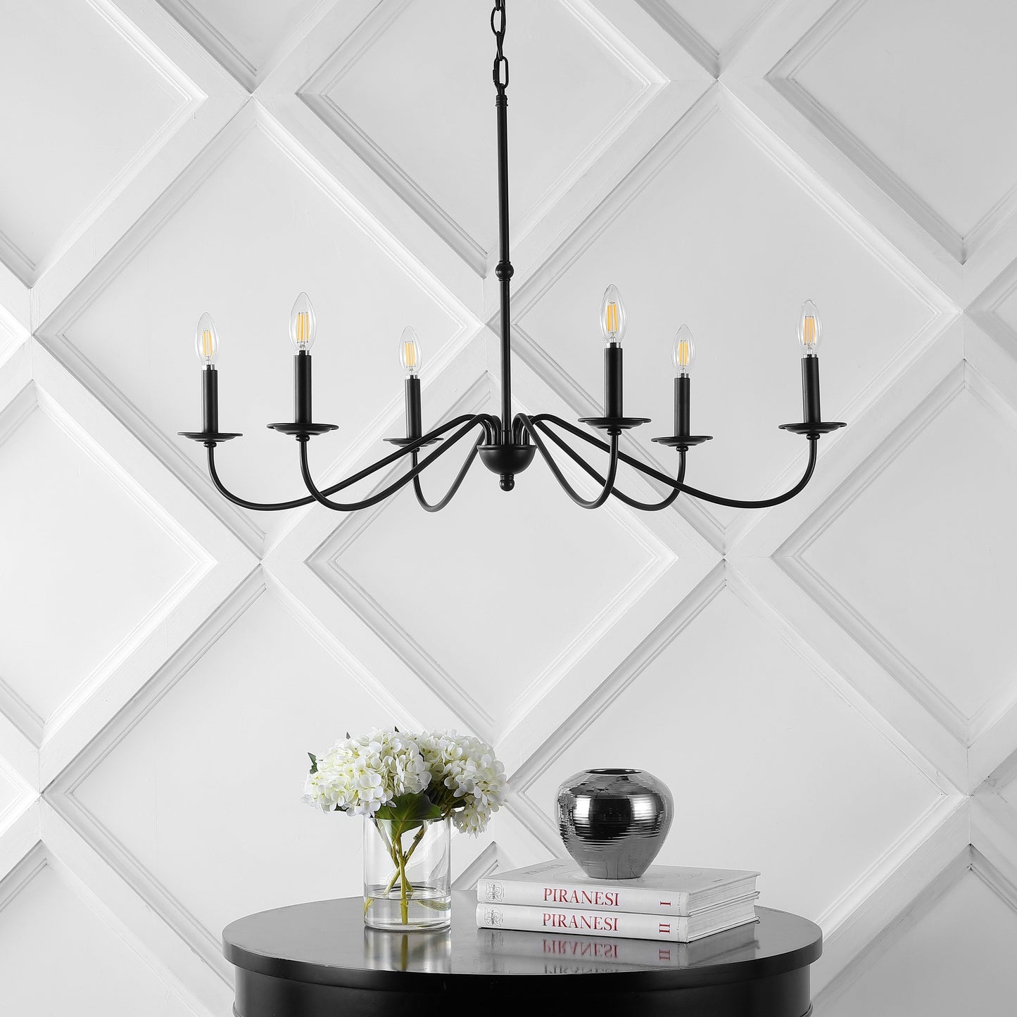 34.75 Lustre LED en fer à 6 lumières, par JONATHAN Y