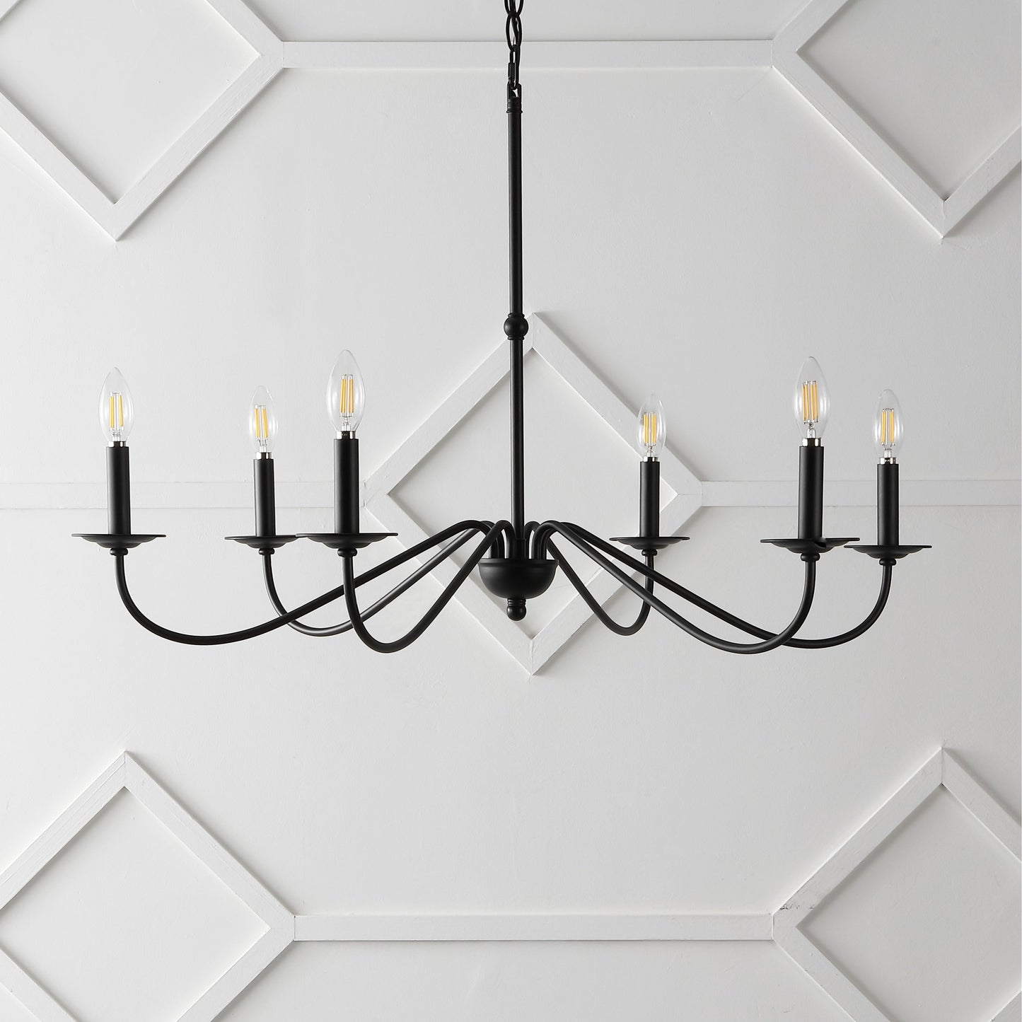 34.75 Lustre LED en fer à 6 lumières, par JONATHAN Y