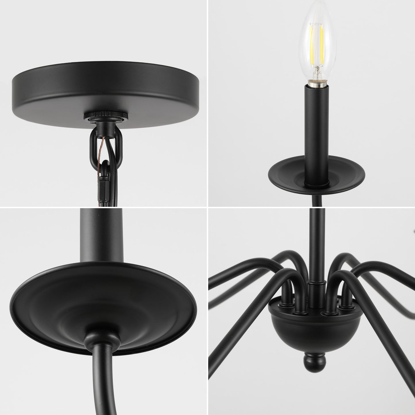 34.75 Lustre LED en fer à 6 lumières, par JONATHAN Y