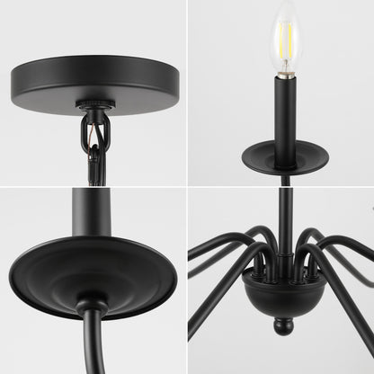 34.75 Lustre LED en fer à 6 lumières, par JONATHAN Y