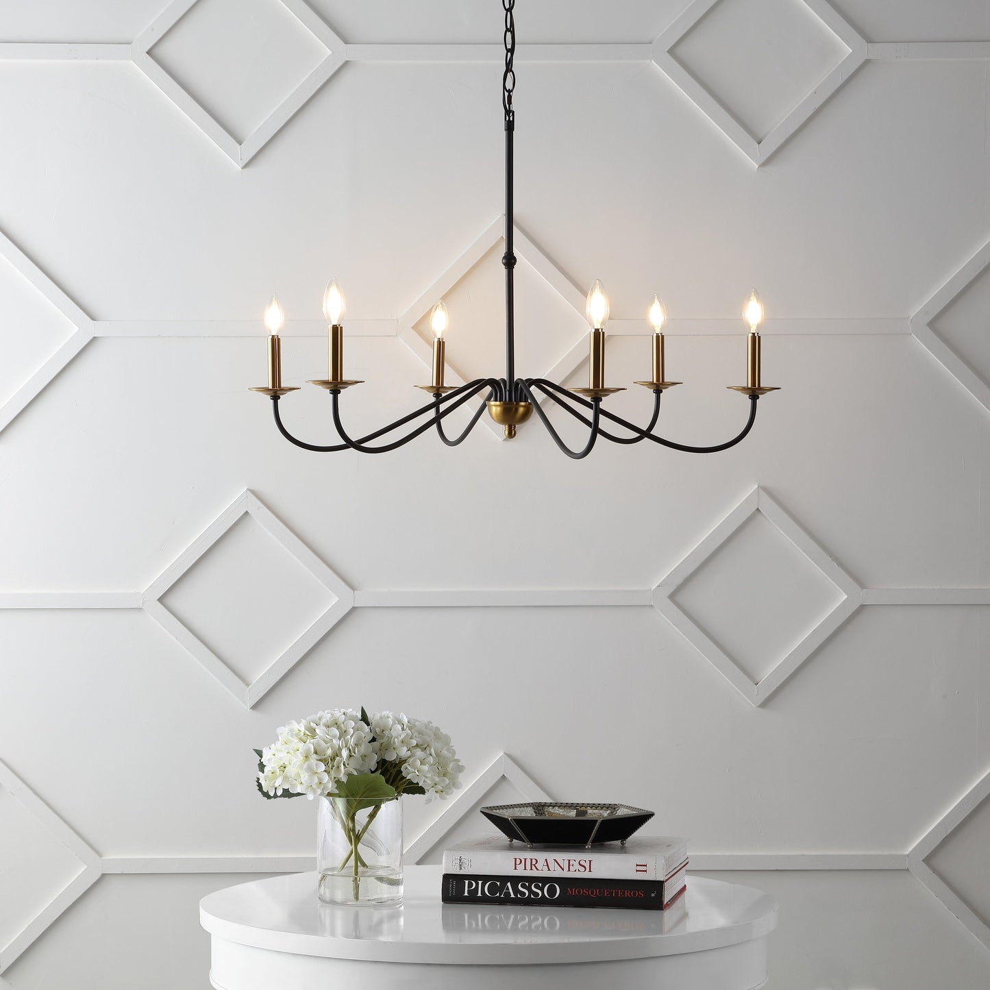 34.75 Lustre LED en fer à 6 lumières, par JONATHAN Y