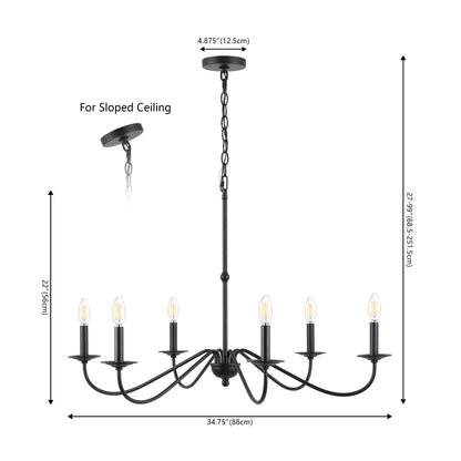 34.75 Lustre LED en fer à 6 lumières, par JONATHAN Y