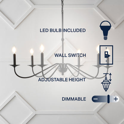 34.75 Lustre LED en fer à 6 lumières, par JONATHAN Y