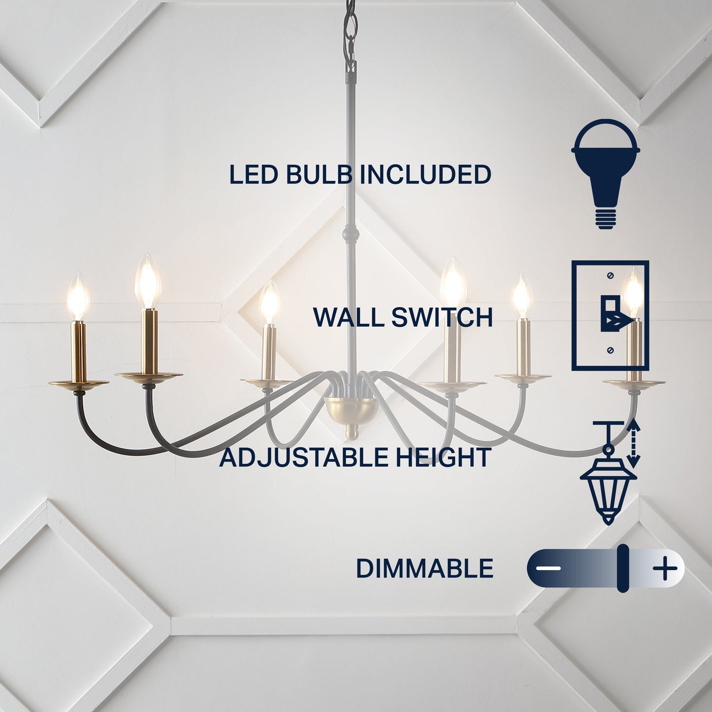 34.75 Lustre LED en fer à 6 lumières, par JONATHAN Y