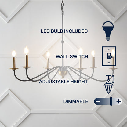 34.75 Lustre LED en fer à 6 lumières, par JONATHAN Y