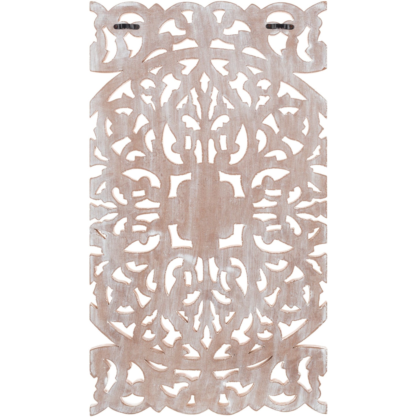 Norma - Tableau mural en bois naturel sculpté à la main, motif floral, 3 panneaux, 122 x 71 cm (48x28 pouces)