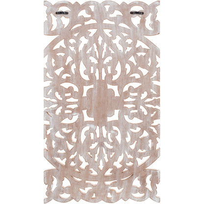 Norma - Tableau mural en bois naturel sculpté à la main, motif floral, 3 panneaux, 122 x 71 cm (48x28 pouces)