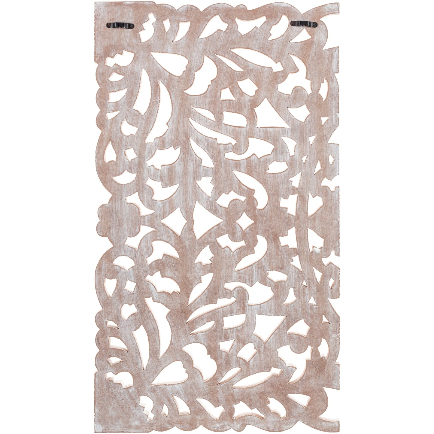 Norma - Tableau mural en bois naturel sculpté à la main, motif floral, 3 panneaux, 122 x 71 cm (48x28 pouces)