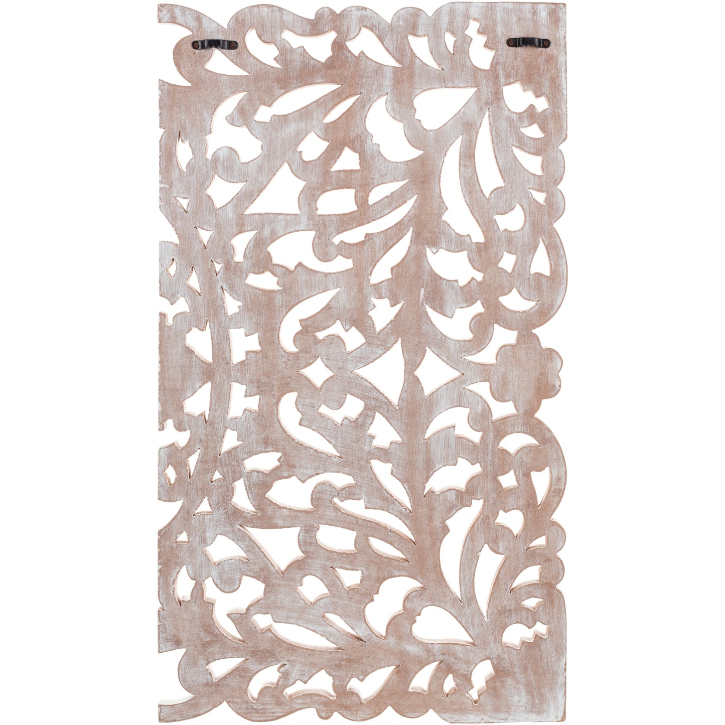 Norma - Tableau mural en bois naturel sculpté à la main, motif floral, 3 panneaux, 122 x 71 cm (48x28 pouces)