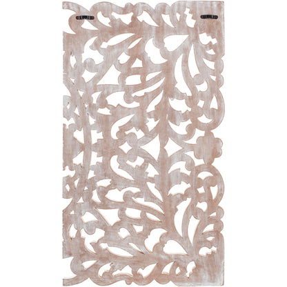 Norma - Tableau mural en bois naturel sculpté à la main, motif floral, 3 panneaux, 122 x 71 cm (48x28 pouces)