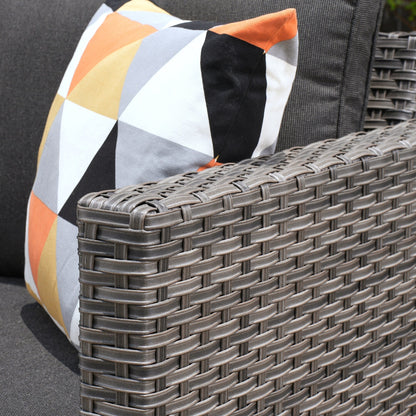 OVIOS Ensemble de meubles de jardin en osier pour extérieur, 5 pièces, avec dossier haut.