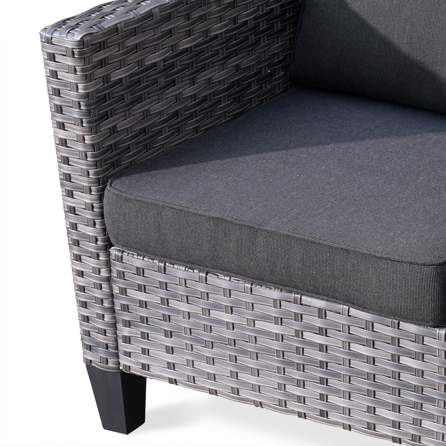 OVIOS Ensemble de meubles de jardin en osier pour extérieur, 5 pièces, avec dossier haut.