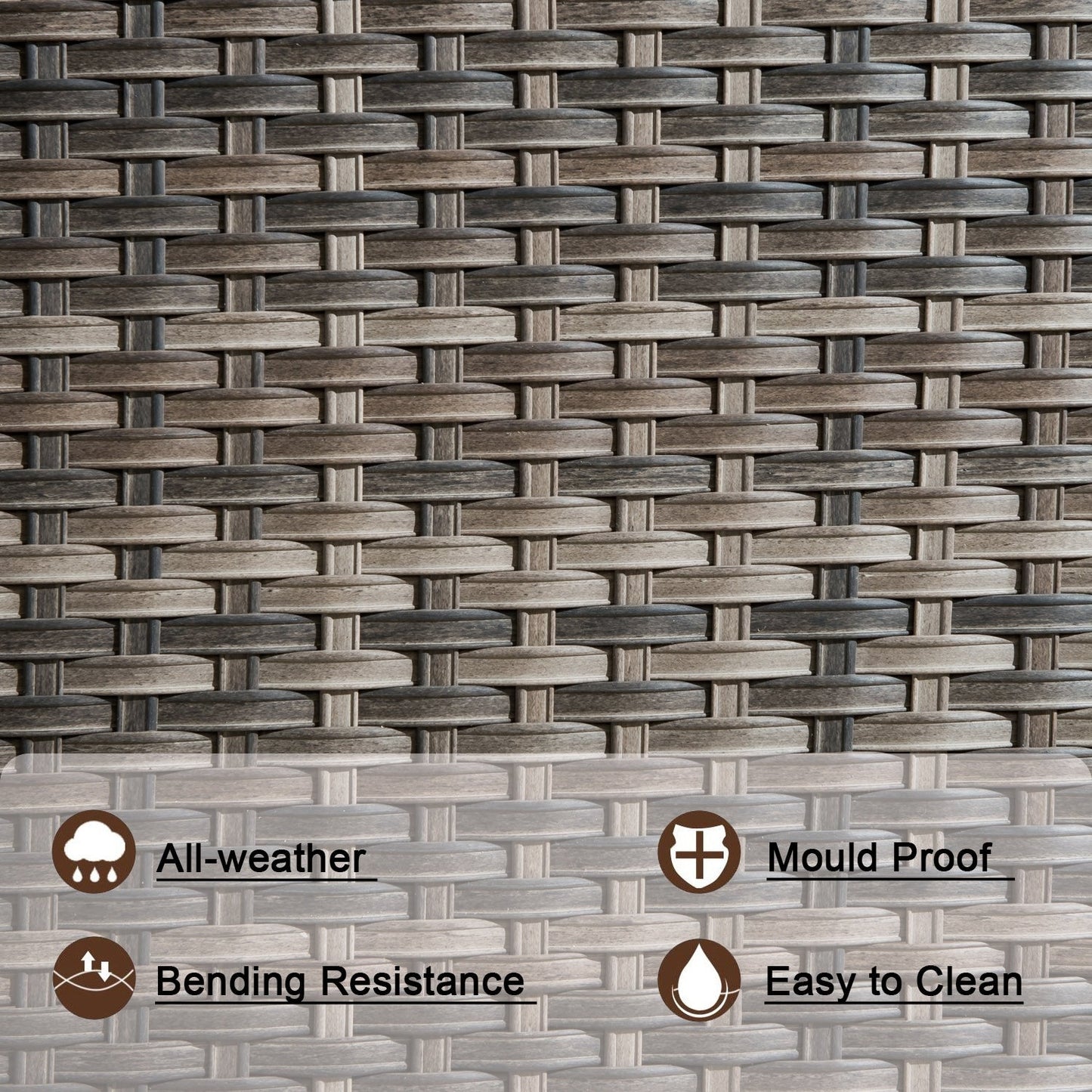 OVIOS Ensemble de meubles de jardin en osier pour extérieur, 5 pièces, avec dossier haut.