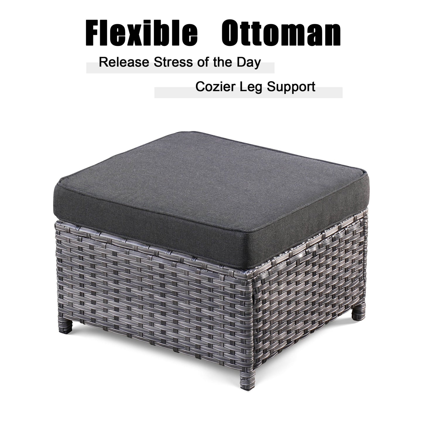 OVIOS Ensemble de meubles de jardin en osier pour extérieur, 5 pièces, avec dossier haut.