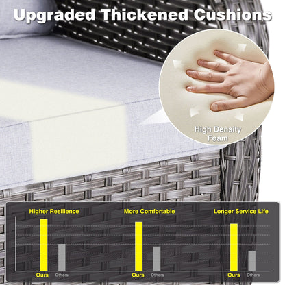 Ensemble de conversation OVIOS pour patio, 5 pièces, en osier, dossier haut.