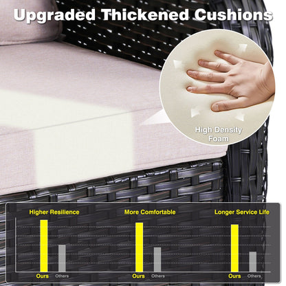 Ensemble de conversation OVIOS pour patio, 5 pièces, en osier, dossier haut.