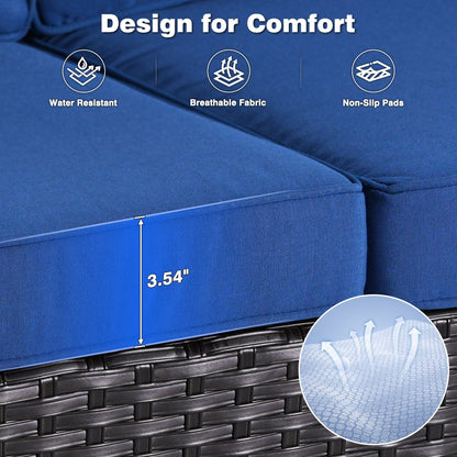 Ensemble de conversation OVIOS pour patio, 5 pièces, en osier, dossier haut.