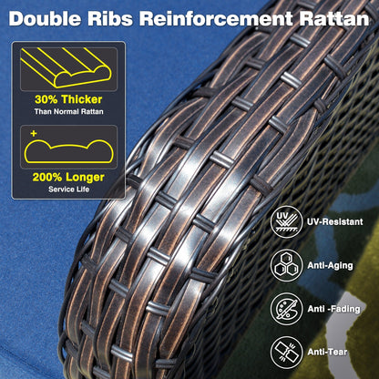 Ensemble de conversation OVIOS pour patio, 5 pièces, en osier, dossier haut.