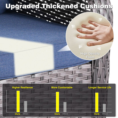 Ensemble de conversation OVIOS pour patio, 5 pièces, en osier, dossier haut.