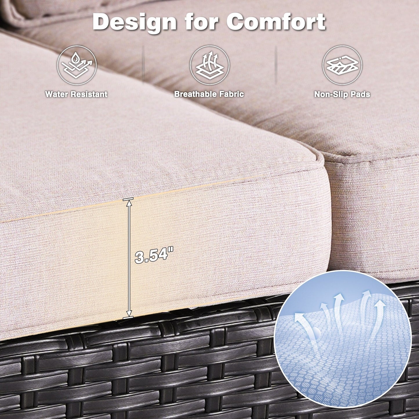 Ensemble de conversation OVIOS pour patio, 5 pièces, en osier, dossier haut.