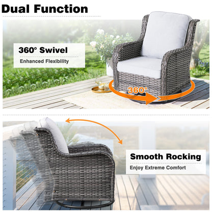 OVIOS Ensemble de meubles de jardin en osier 8 pièces avec chaise pivotante