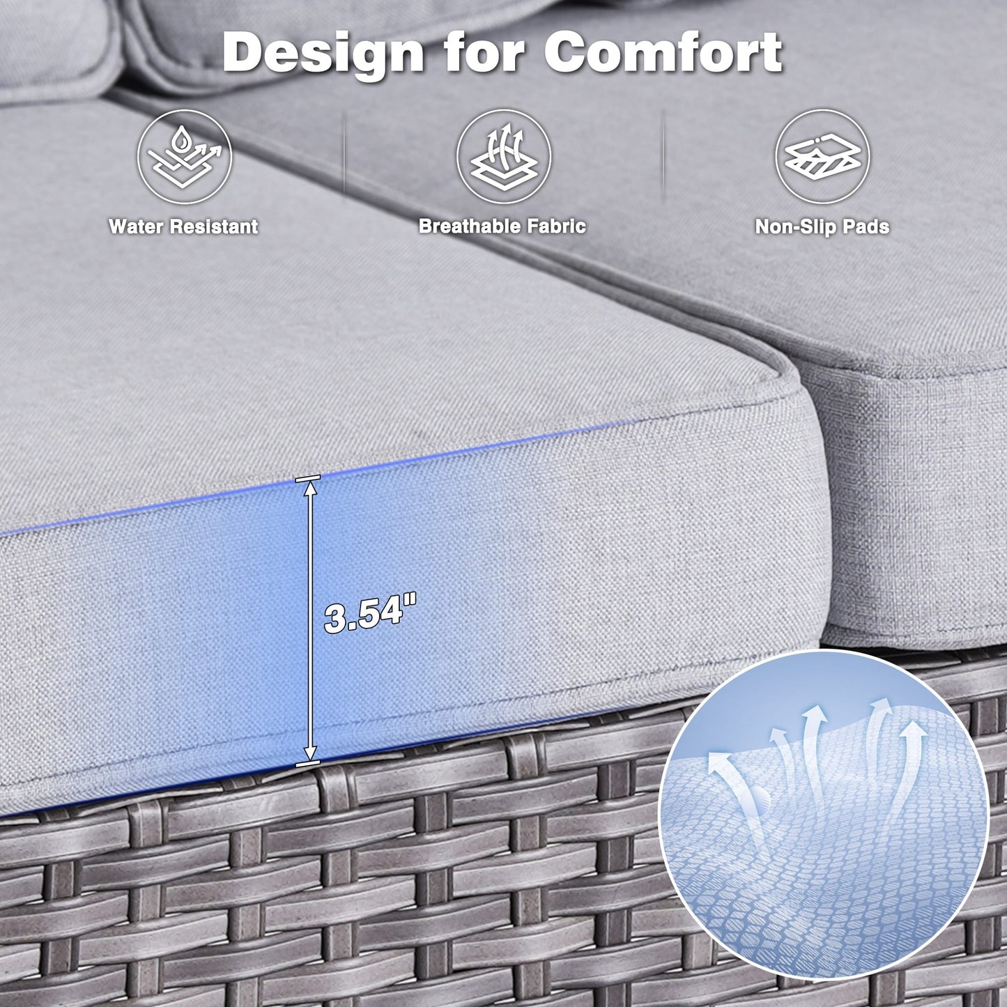 OVIOS Ensemble de meubles de jardin en osier 8 pièces avec chaise pivotante