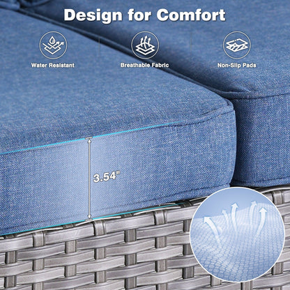 OVIOS Ensemble de meubles de jardin en osier 8 pièces avec chaise pivotante