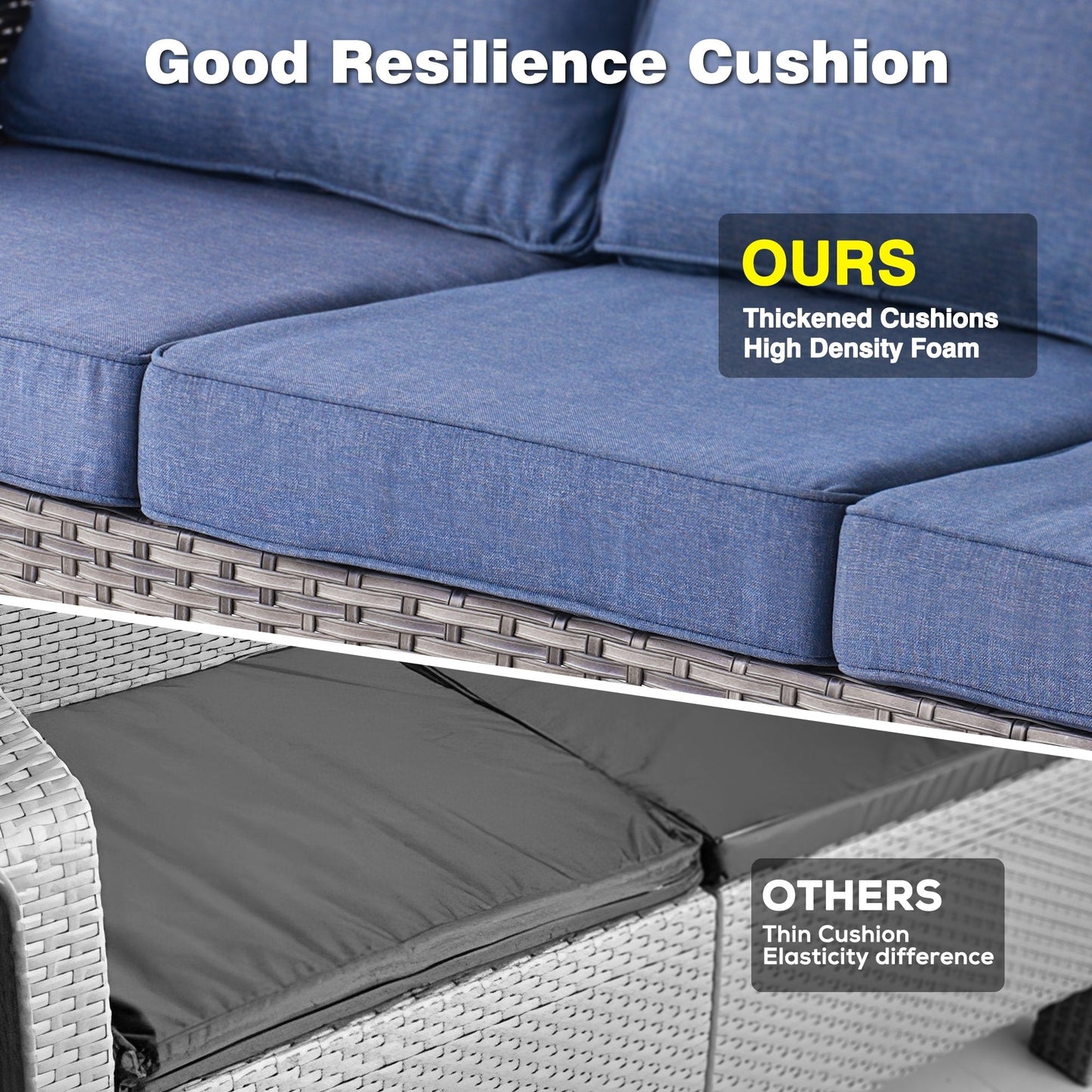 OVIOS Ensemble de meubles de jardin en osier 8 pièces avec chaise pivotante