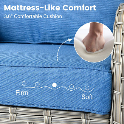 OVIOS Ensemble de 9 pièces en rotin pour extérieur avec chaise pivotante et table à feu.