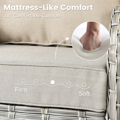 OVIOS Ensemble de 9 pièces en rotin pour extérieur avec chaise pivotante et table à feu.