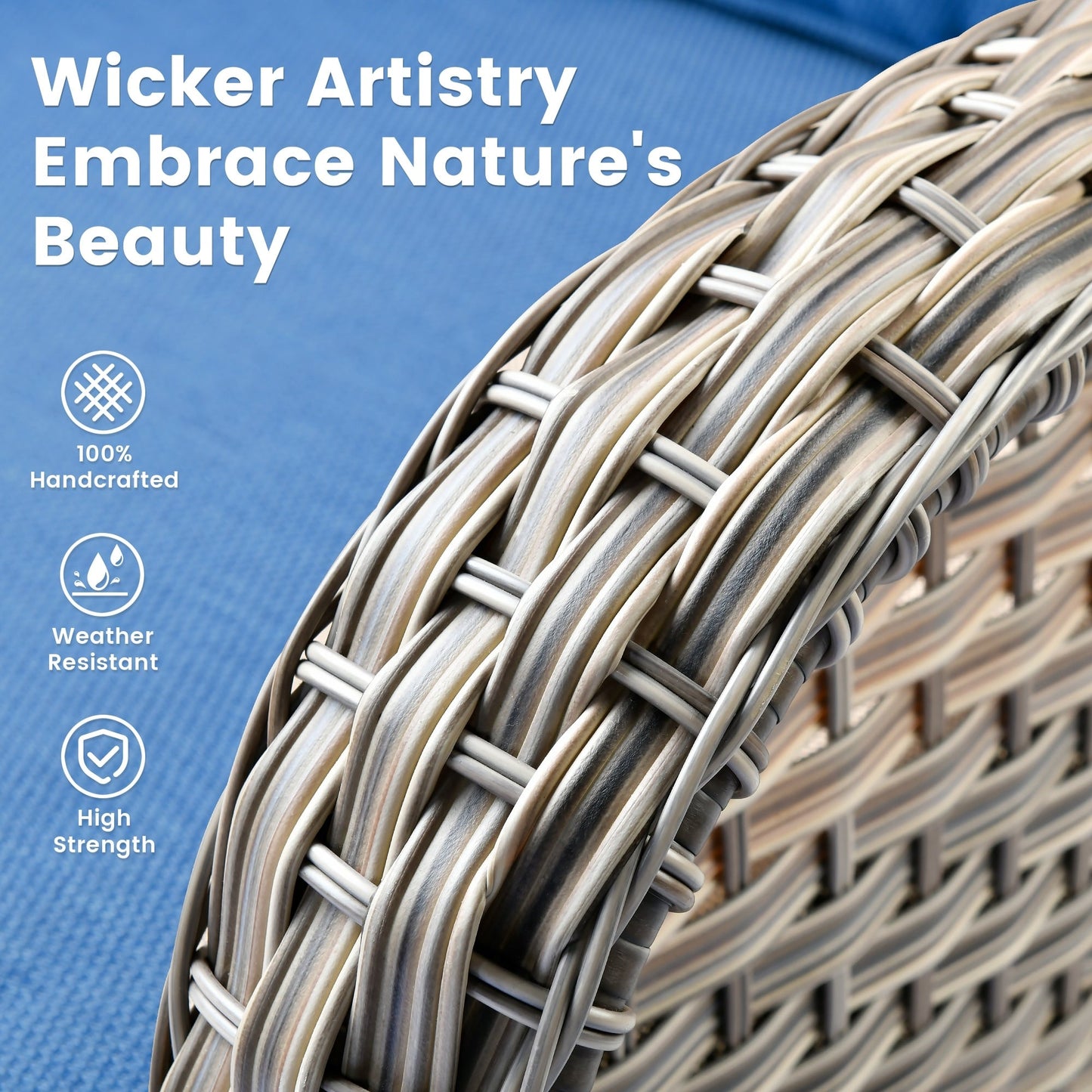 OVIOS Ensemble de 9 pièces en rotin pour extérieur avec chaise pivotante et table à feu.