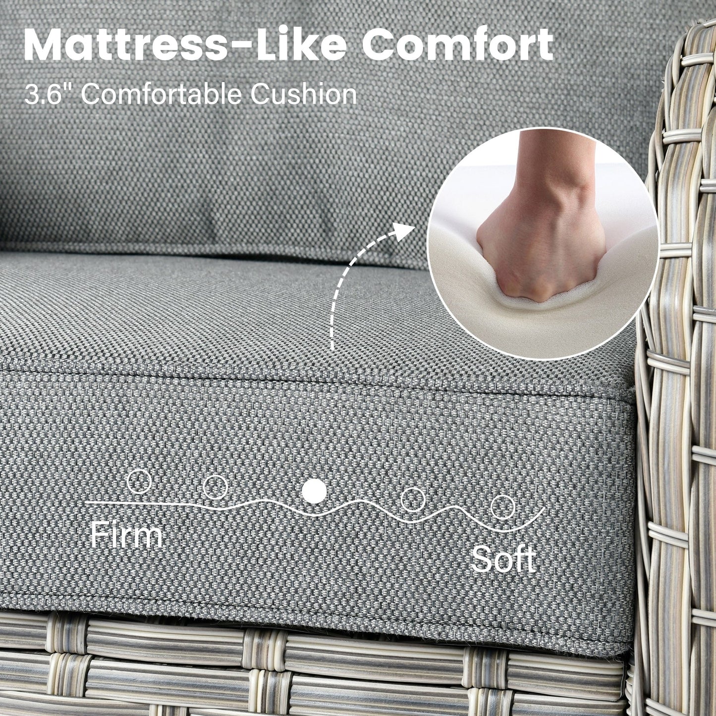 OVIOS Ensemble de 9 pièces en rotin pour extérieur avec chaise pivotante et table à feu.