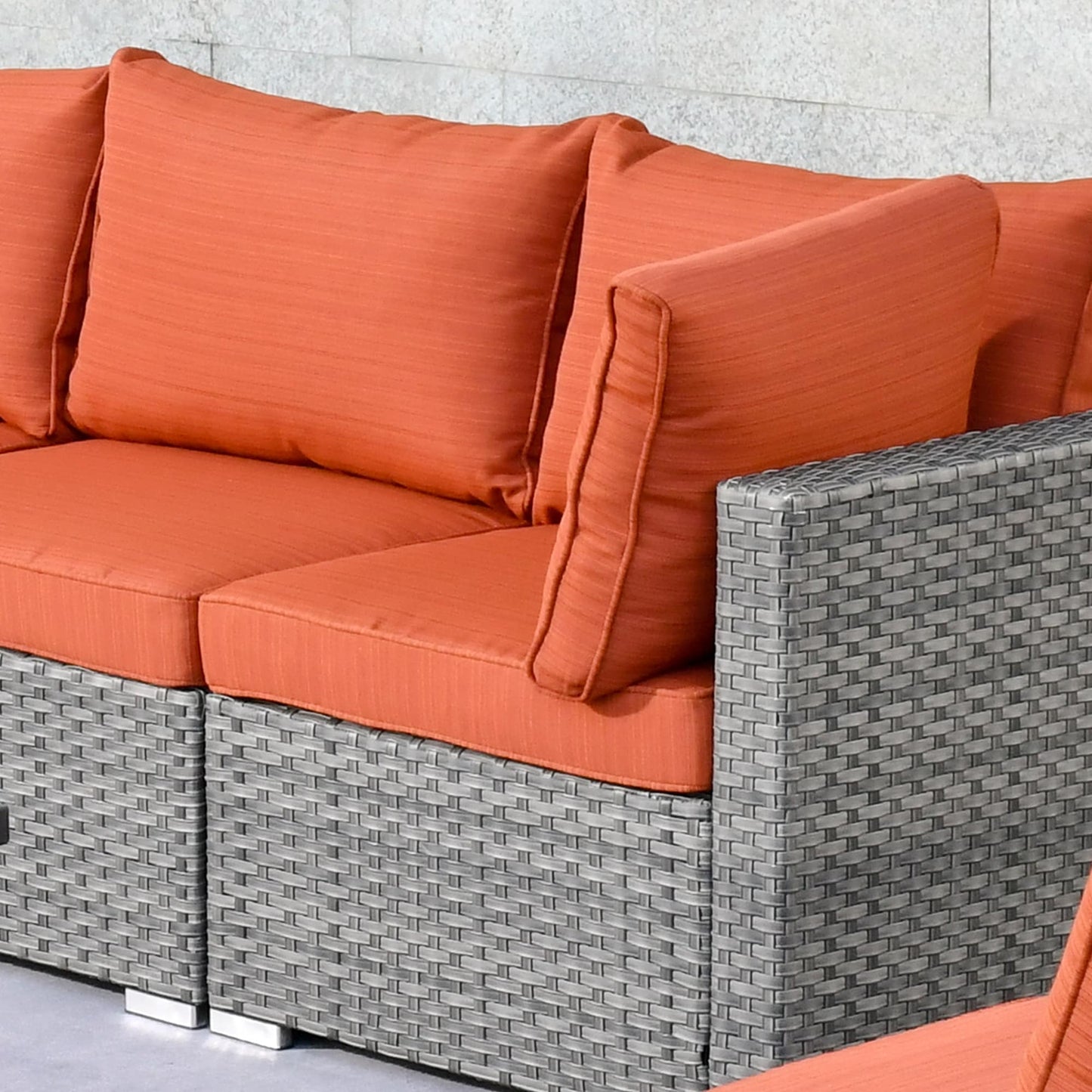 OVIOS Ensemble de salon en osier avec assises profondes, 11 pièces, chaises pivotantes, foyer.