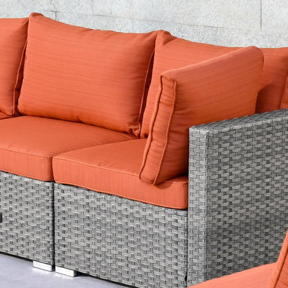 OVIOS Ensemble de salon en osier avec assises profondes, 11 pièces, chaises pivotantes, foyer.