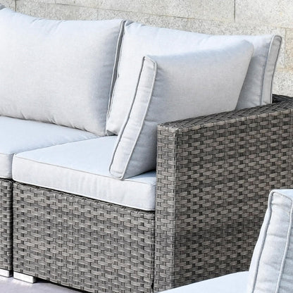 OVIOS Ensemble de salon en osier avec assises profondes, 11 pièces, chaises pivotantes, foyer.