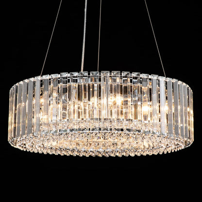OYIPRO Lustre moderne rond en cristal à 6/8/12 lumières, suspension en forme de tambour pour îlot de cuisine