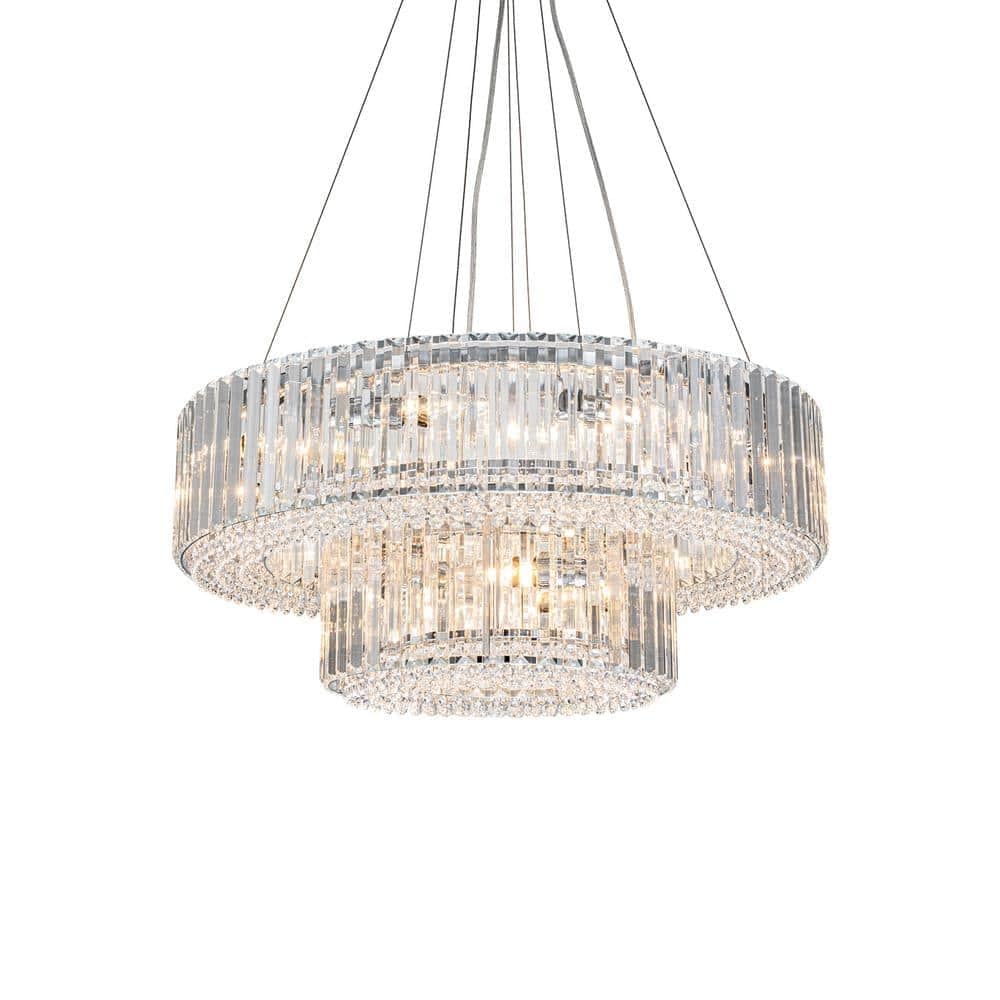 OYIPRO Lustre moderne rond en cristal à 6/8/12 lumières, suspension en forme de tambour pour îlot de cuisine