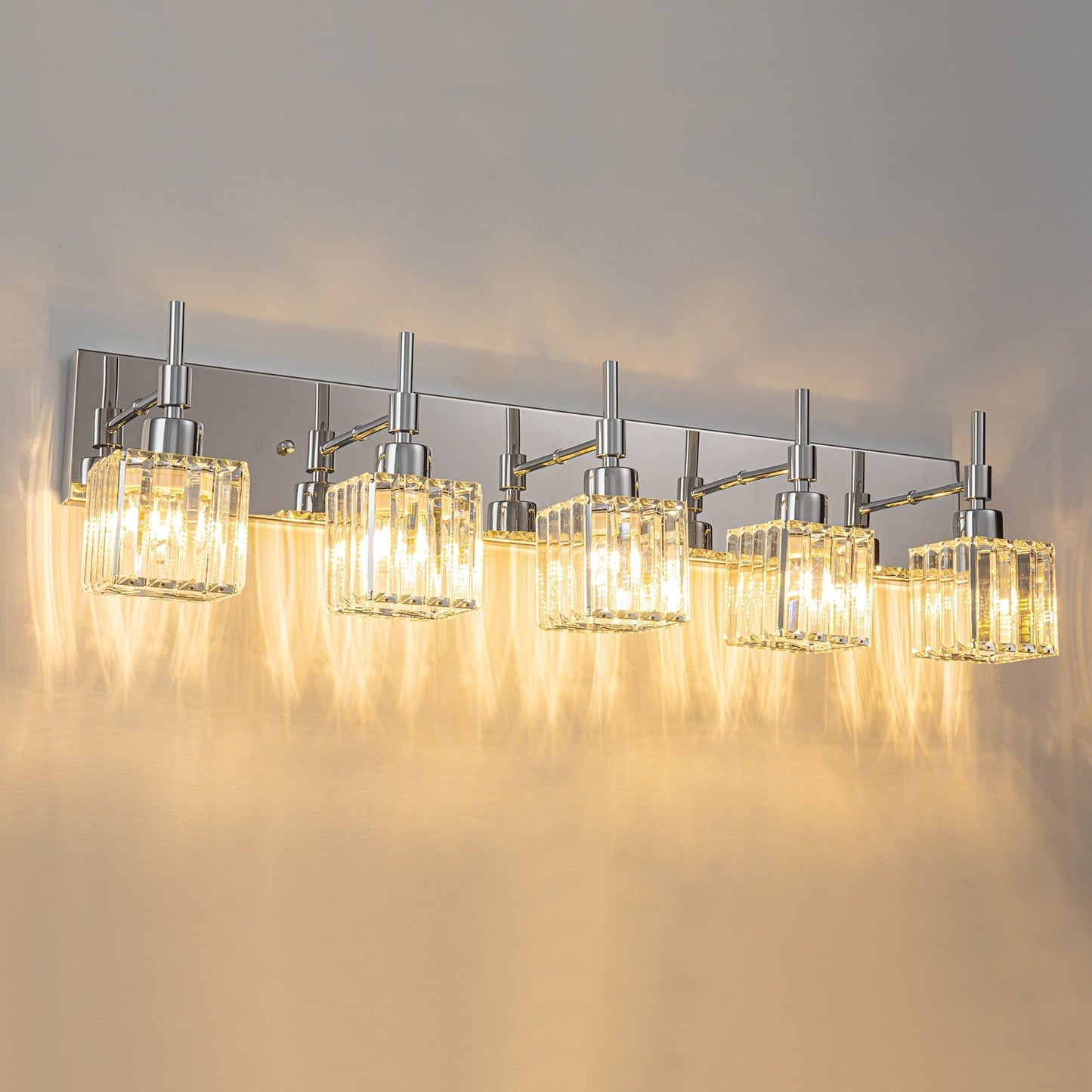 Ora - Lustres de salle de bain modernes à cristaux, à intensité variable, pour miroir, éclairage de vanité glamour