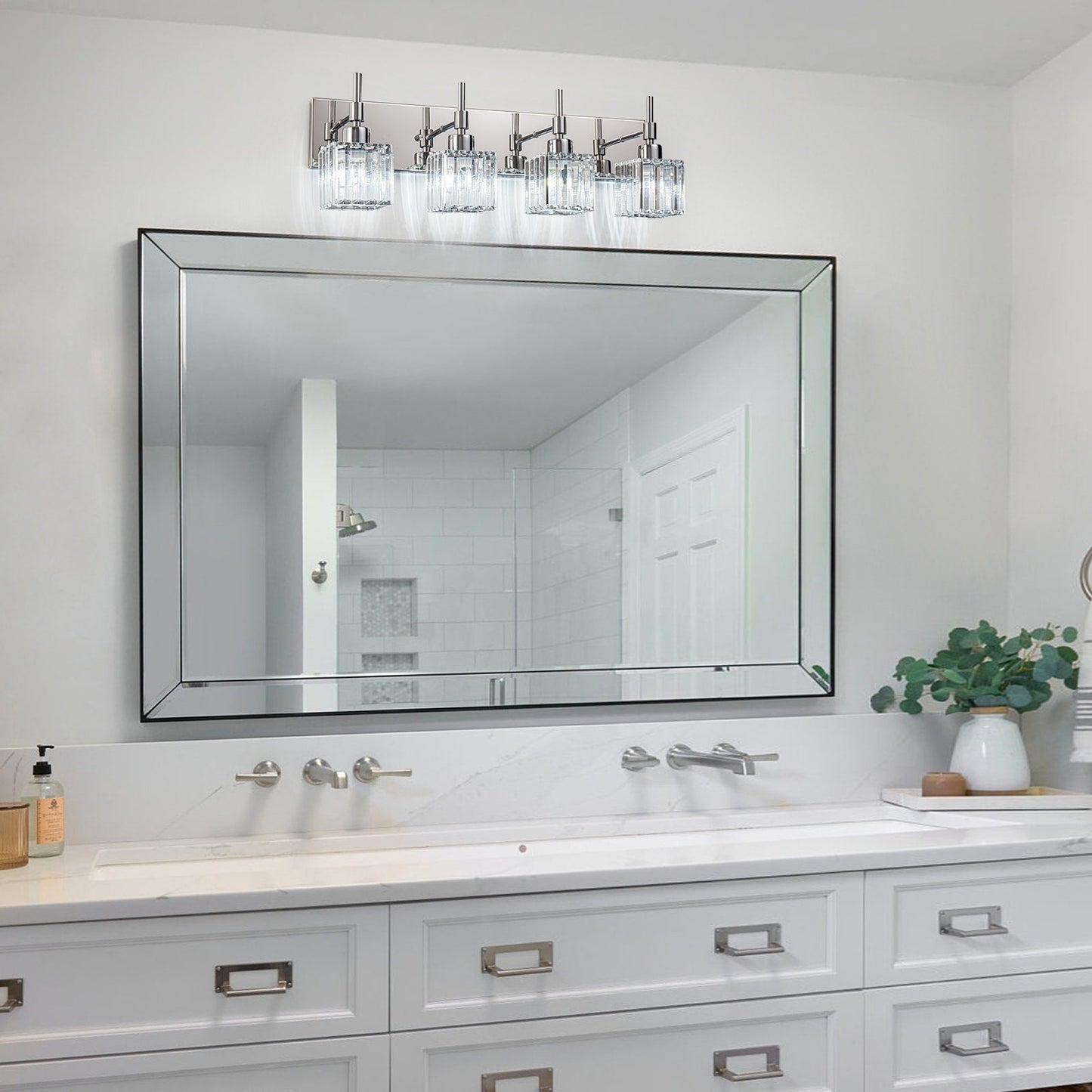 Ora - Lustres de salle de bain modernes à cristaux, à intensité variable, pour miroir, éclairage de vanité glamour