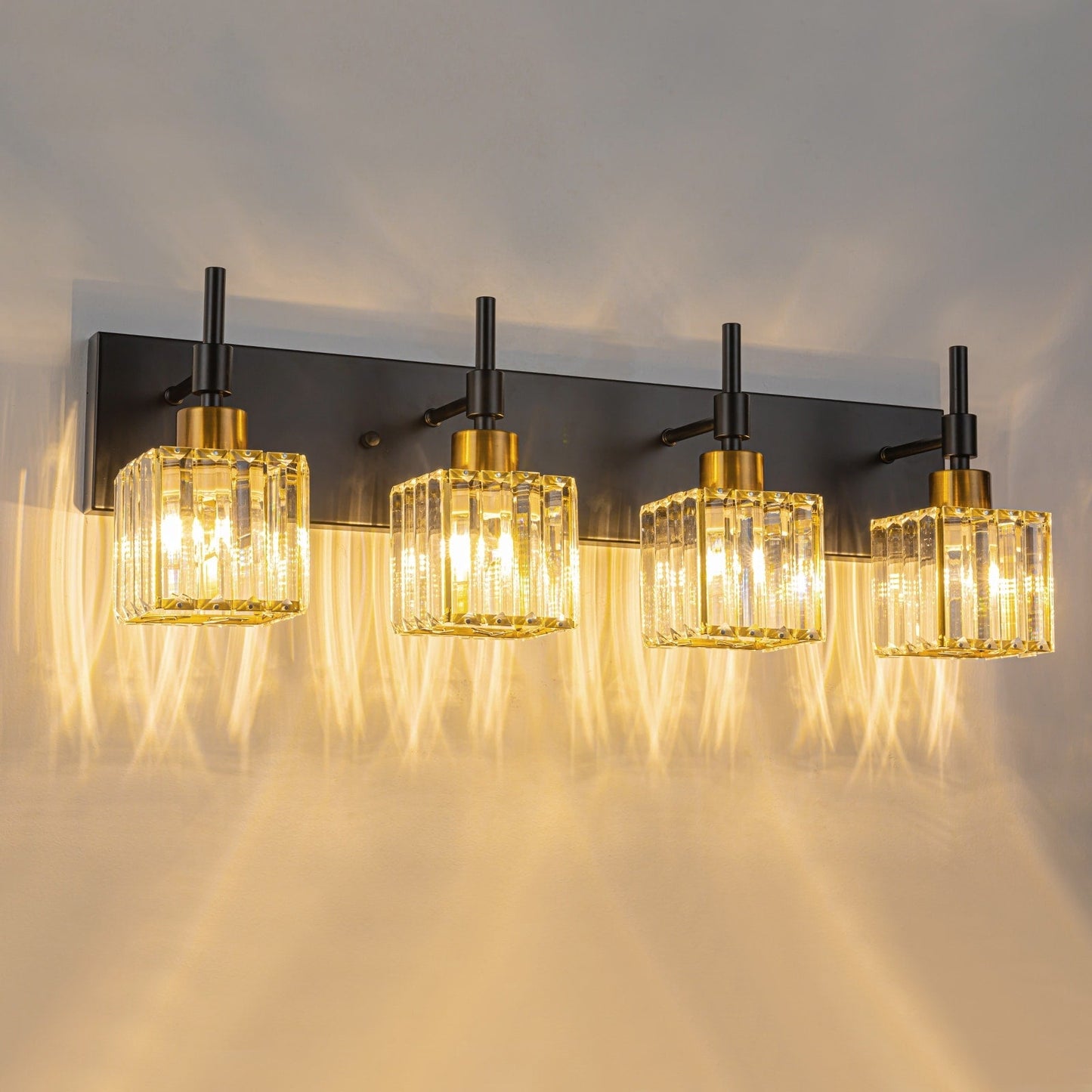 Ora - Lustres de salle de bain modernes à cristaux, à intensité variable, pour miroir, éclairage de vanité glamour